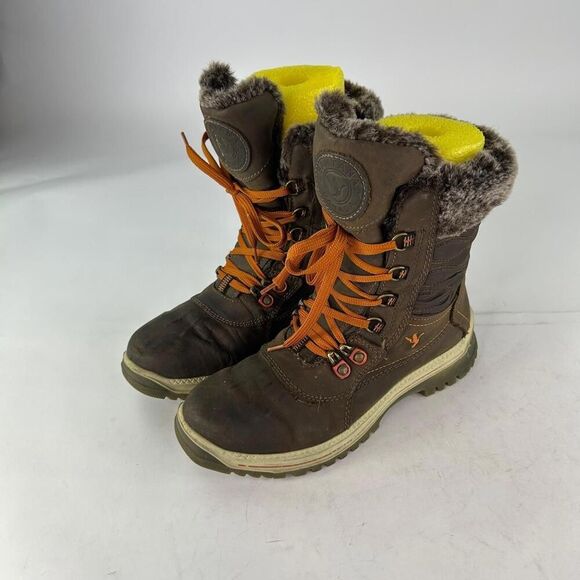 Santana Canada Maldine Winter Boots US 9 Womens Fur Trim Brown Lace-Up Boot - Picture 5 of 15